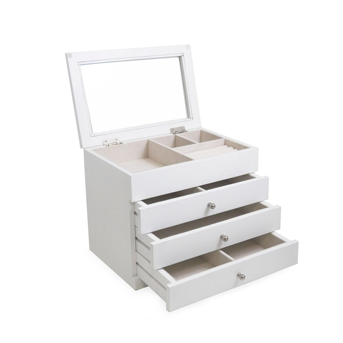 Kelly Multi-Level Jewelry Box, White