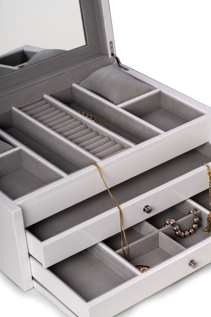 Leighton White Lacquer Jewelry Chest