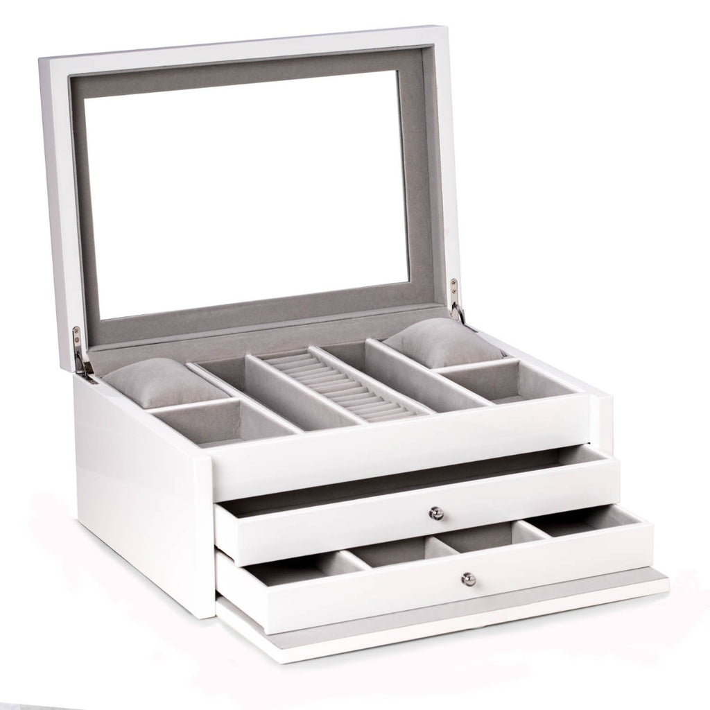 Leighton White Lacquer Jewelry Chest