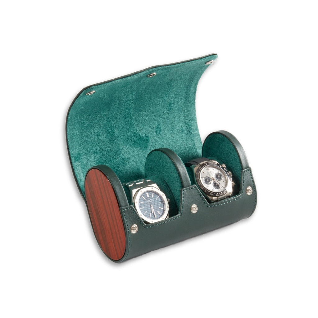 Radford Two Watch Case in Hunter Green Leather