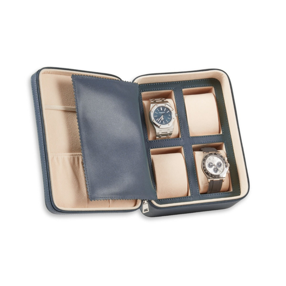 Drake Leather Four Watch and Accessory Travel Watch Case in Blue Leather