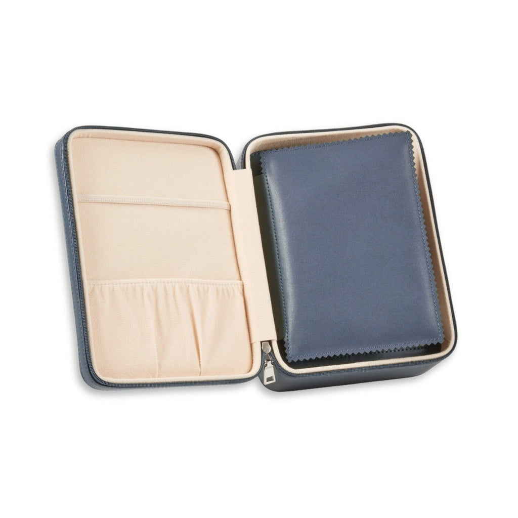 Drake Leather Four Watch and Accessory Travel Watch Case in Blue Leather