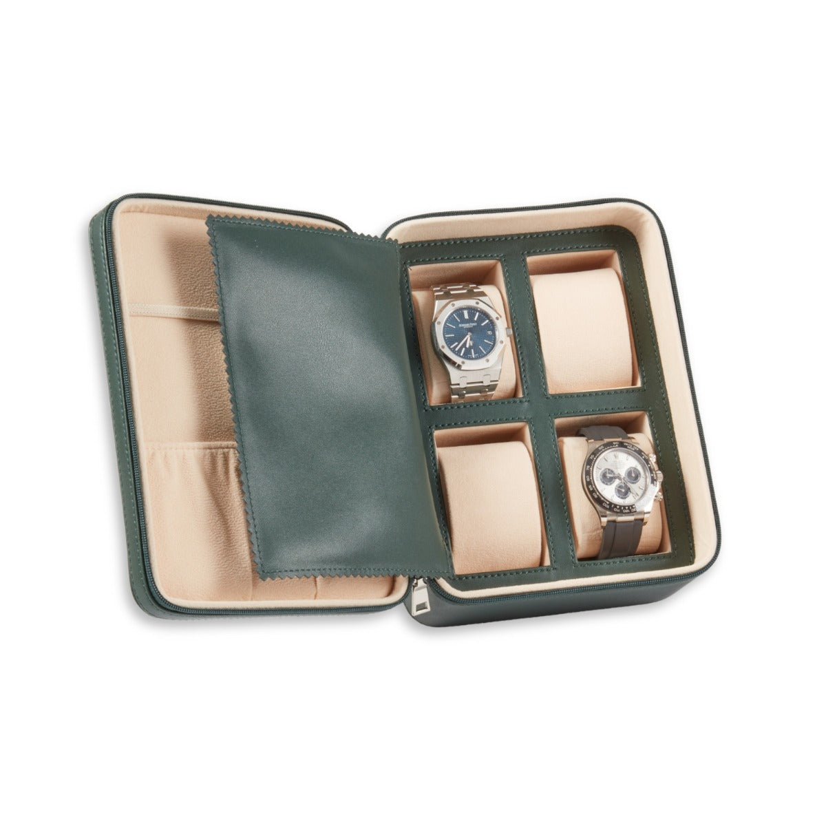 Drake Leather Four Watch and Accessory Travel Watch Case in Hunter Green