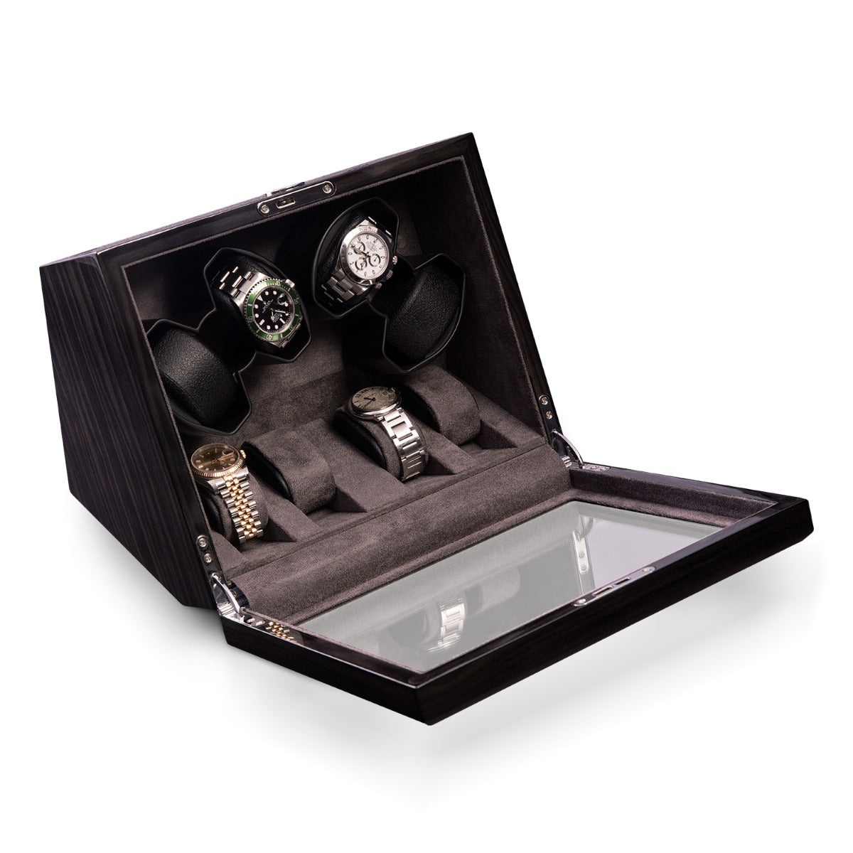 Louis Ash Wood High Laqcuer Four Watch Winder and Storage Case