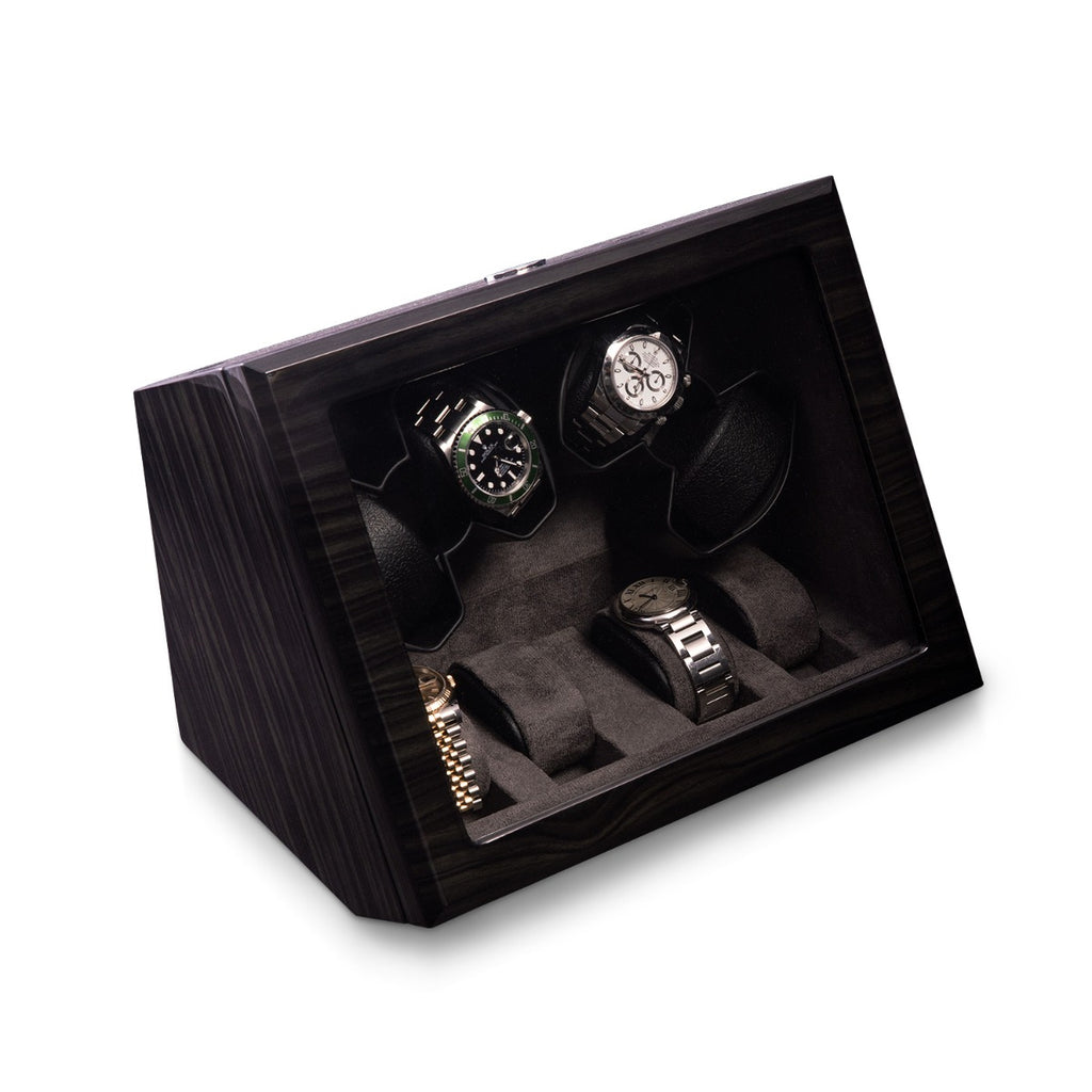 Louis Ash Wood High Laqcuer Four Watch Winder and Storage Case