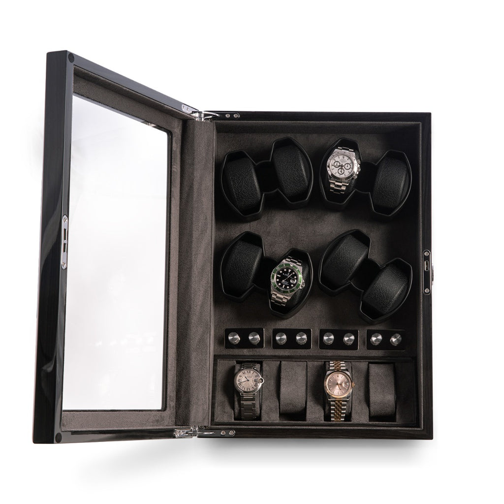 Louis Ash Wood High Laqcuer Eight Watch Winder and Storage Case