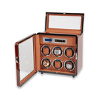 Monty Six Watch Winder and Four watch Storage Burlwood Finish