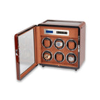 Monty Six Watch Winder and Four watch Storage Burlwood Finish