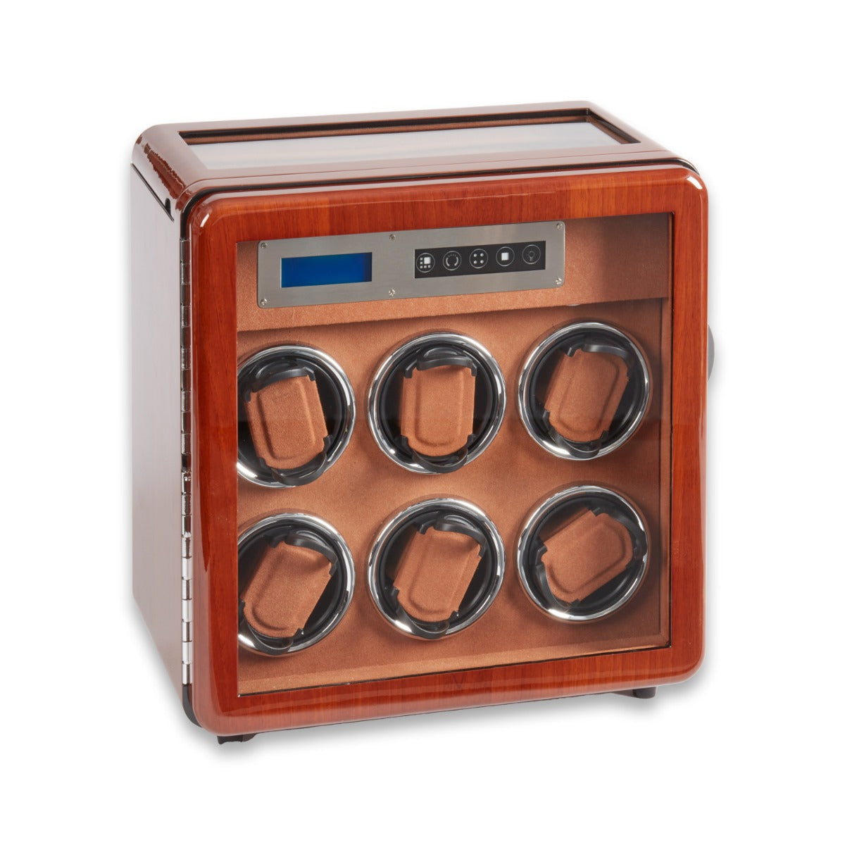 Monty Six Watch Winder and Four watch Storage Burlwood Finish