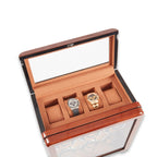 Monty Six Watch Winder and Four watch Storage Burlwood Finish