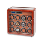 Monty Twelve Watch Winder and Six Watch Storage, Burlwood Finish