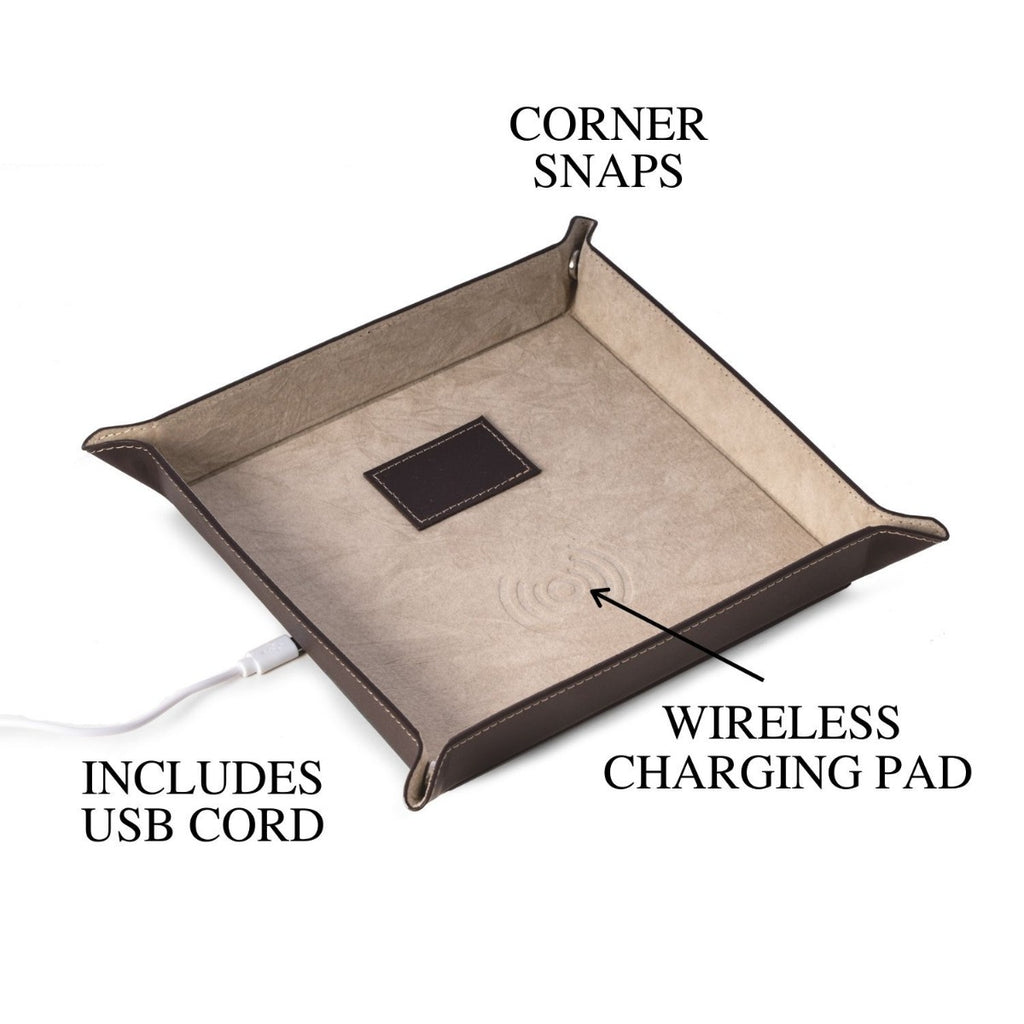 Desi Leather Valet with Wireless Charger