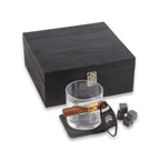 Boulevardier Set with Whiskey Glass, 12 whiskey Stones, Cigar Cutter and Slate Coaster