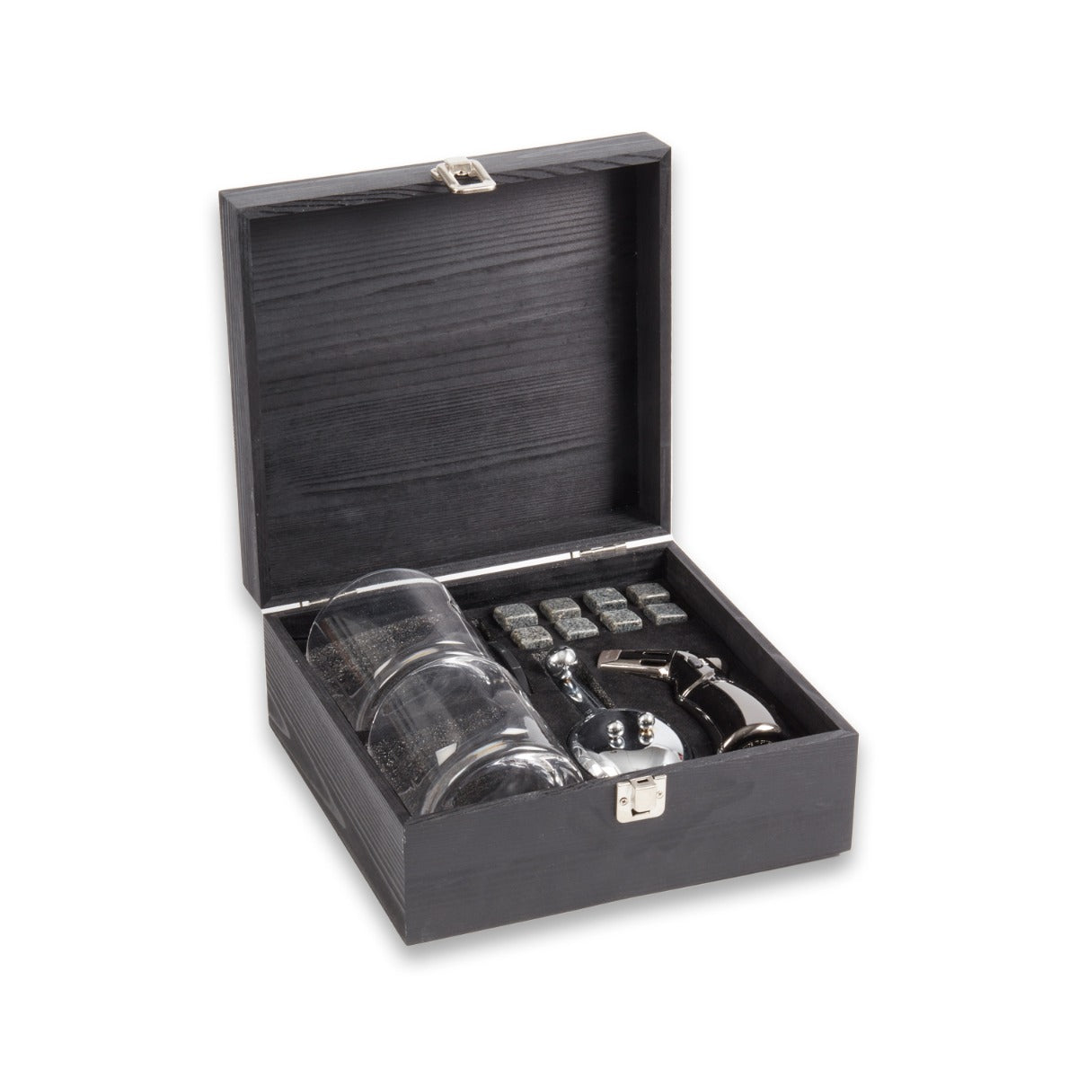 Boulevardier Set with Two Whiskey Glasses, 12 whiskey Stones, Cigar Torch, Ashtray and Cutter