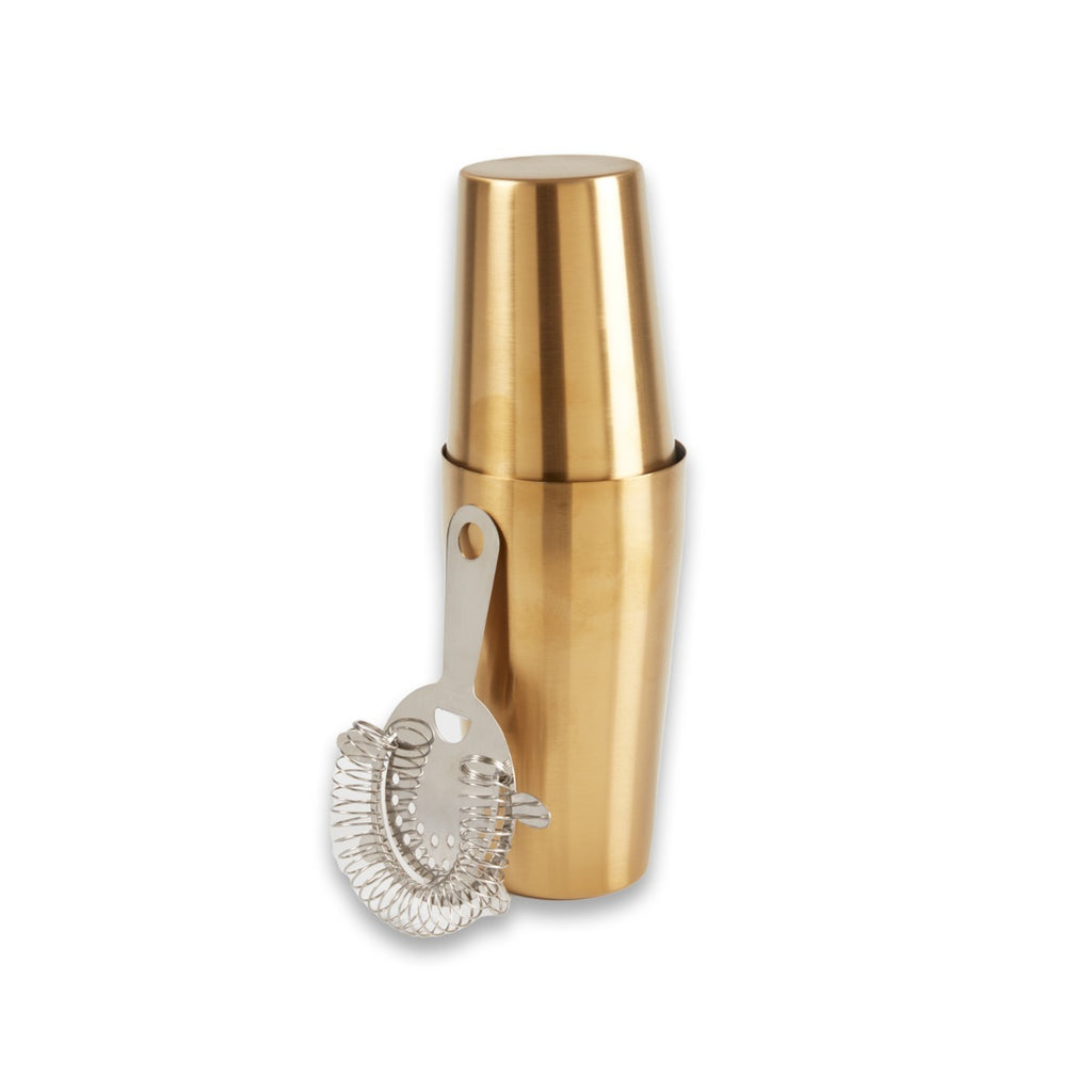 Boston Shaker in Brushed Gold with Strainer