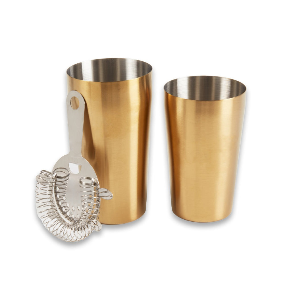 Boston Shaker in Brushed Gold with Strainer