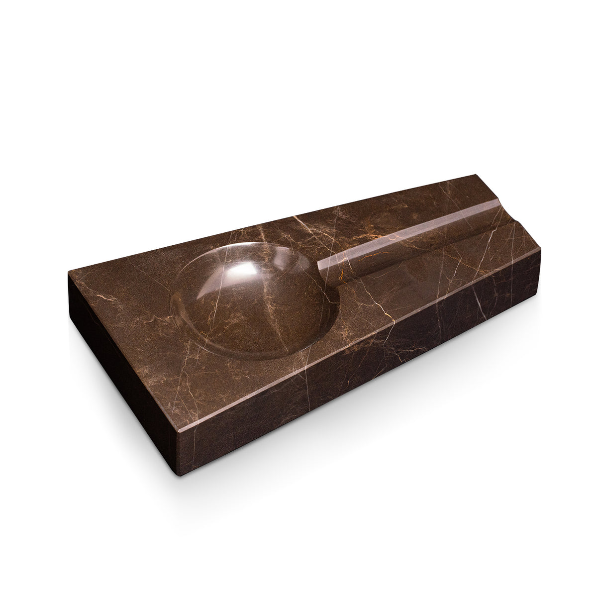 Marble Single Cigar Ashtray, Brown