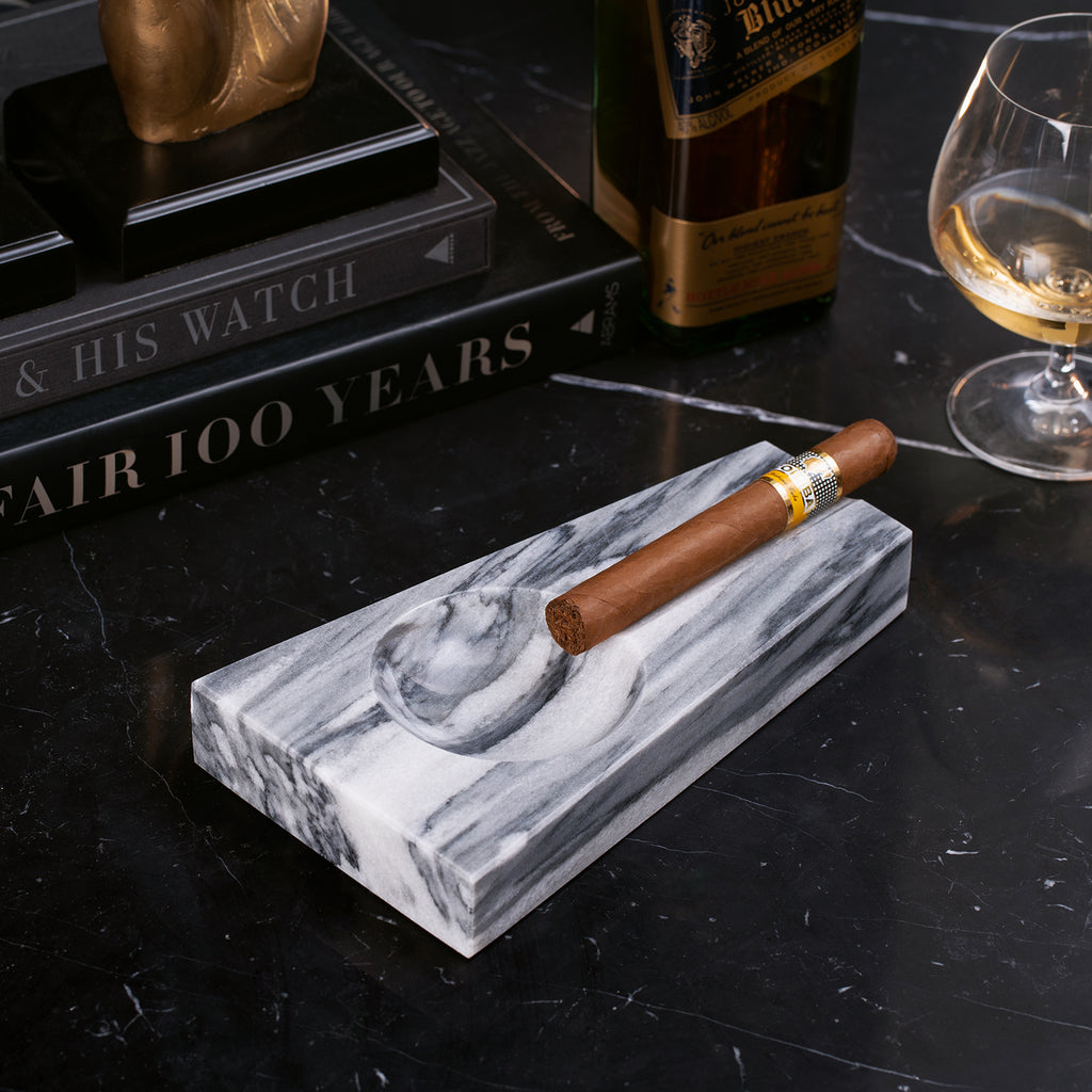 Marble Single Cigar Ashtray, Gray