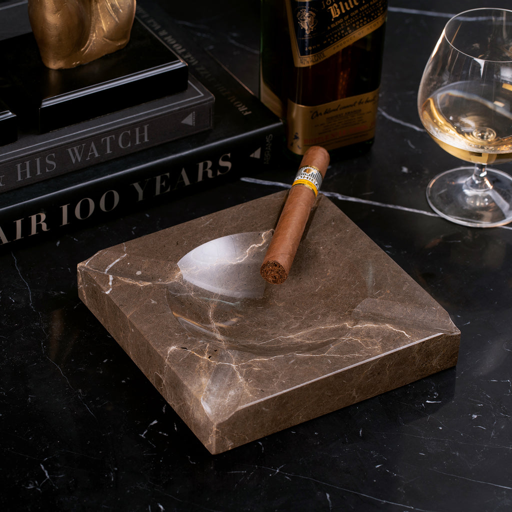Marble Four Cigar Ashtray, Brown