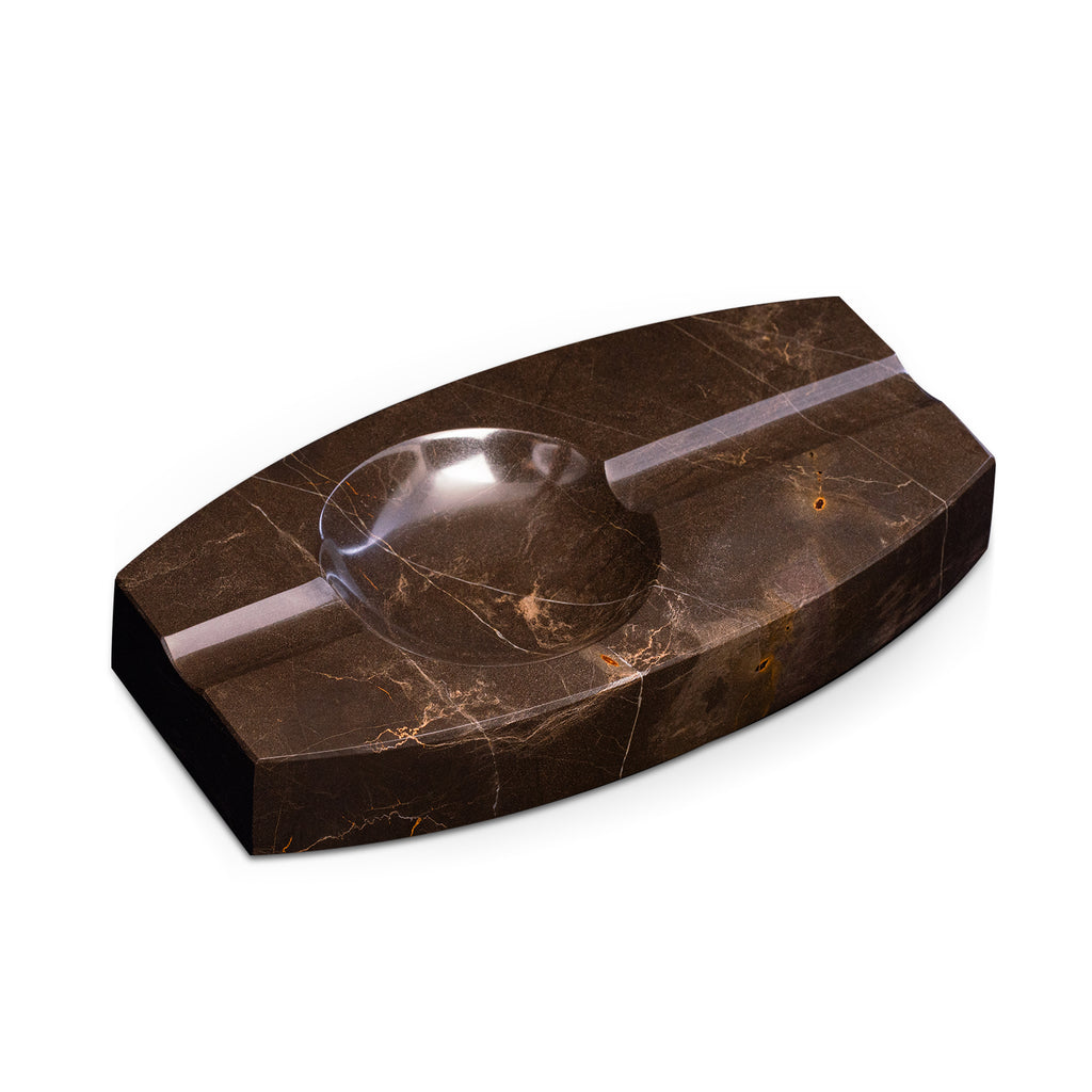 Marble Double Cigar Ashtray, Brown
