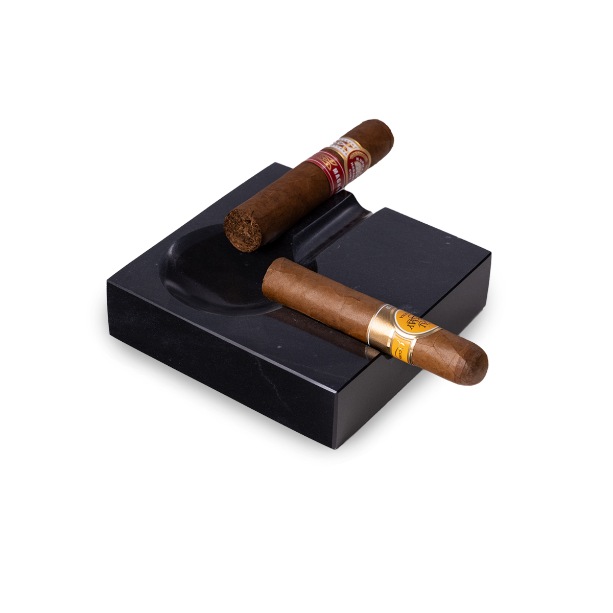 Dylan Two Cigar Marble Ashtray, Black