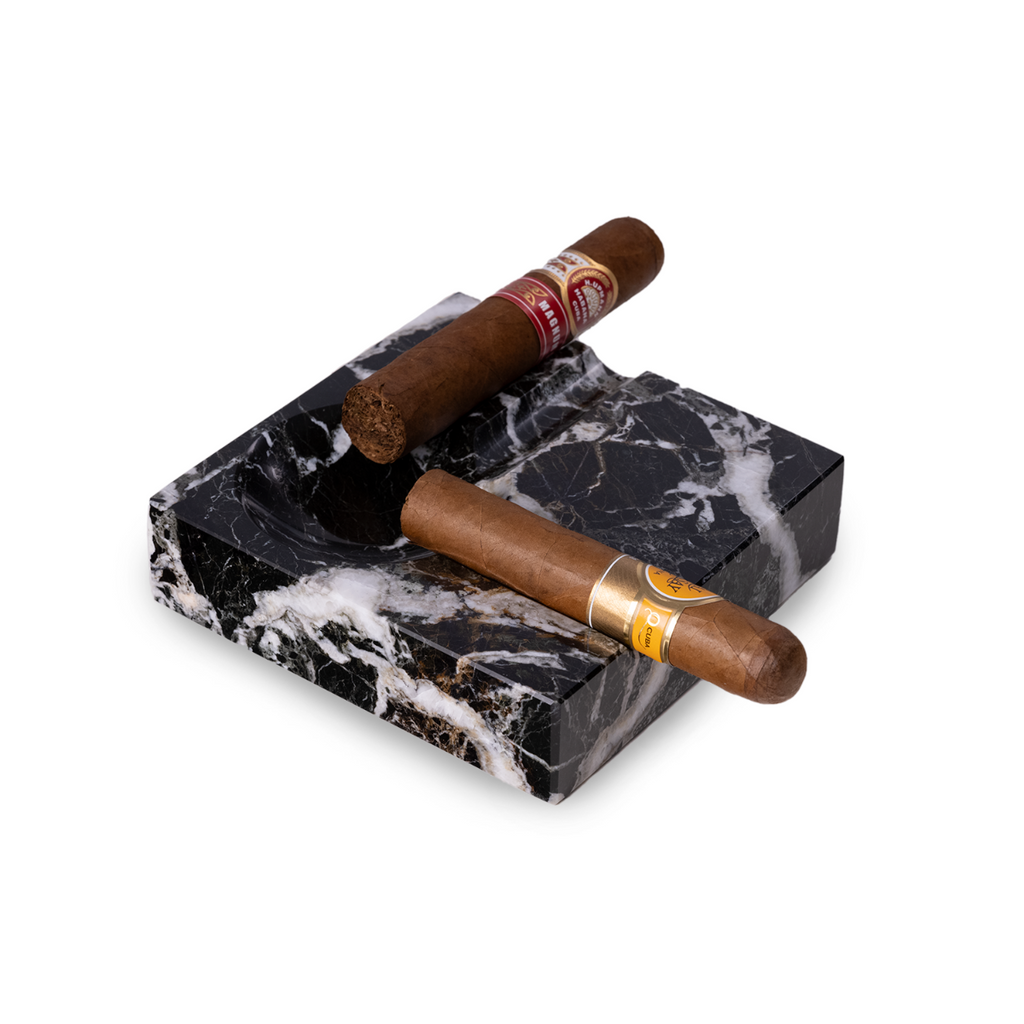 Dylan Two Cigar Marble Ashtray, Zebra