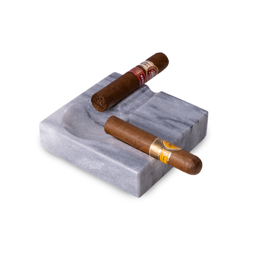 Dylan Two Cigar Marble Ashtray, Grey