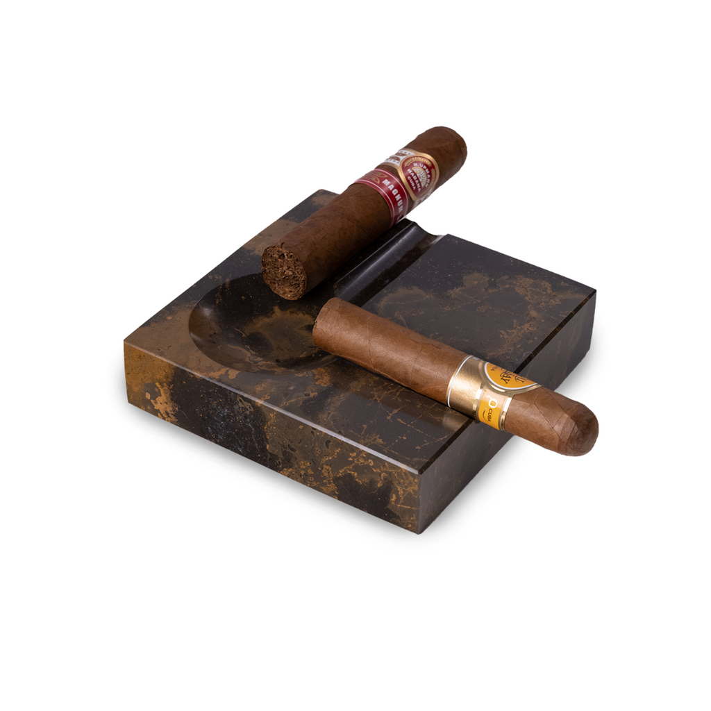Dylan Two Cigar Marble Ashtray, Brown