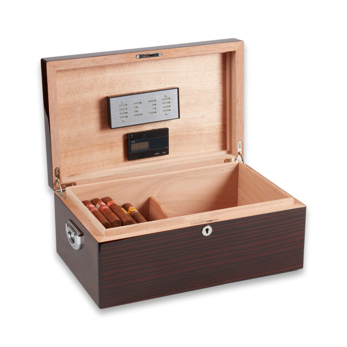 Panama Walnut High Lacquered 200 Cigar Humidor with Spanish Cedar Lining