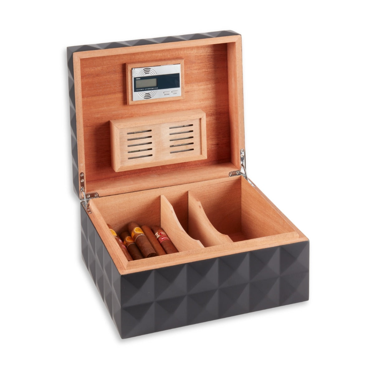 Richie Pyramid Design 75 Cigar Humidor in Matte Black