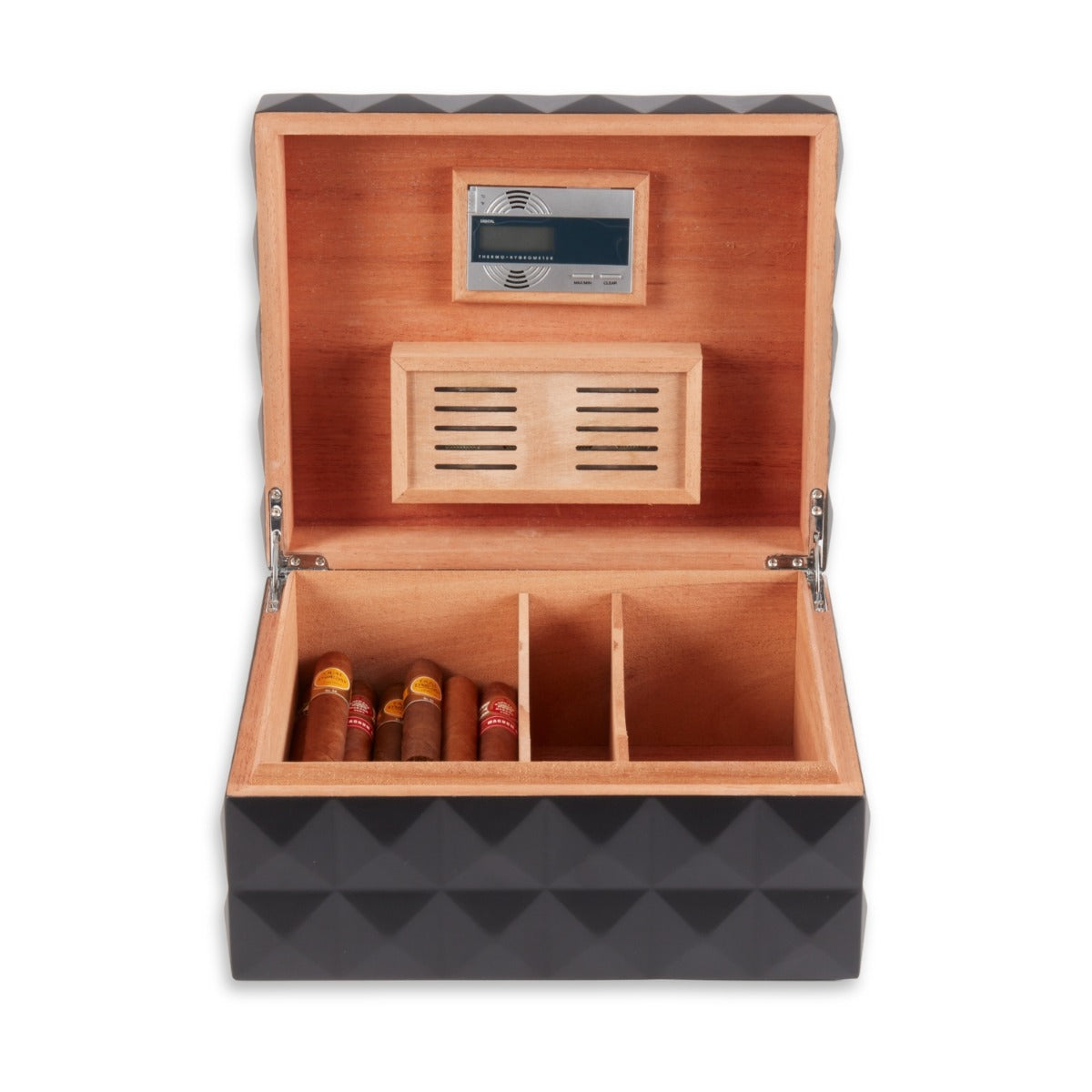 Richie Pyramid Design 75 Cigar Humidor in Matte Black