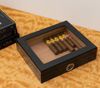 Carbon Fiber Design 20 Cigar Humidor with Glass Viewing Top and Cedar Lining