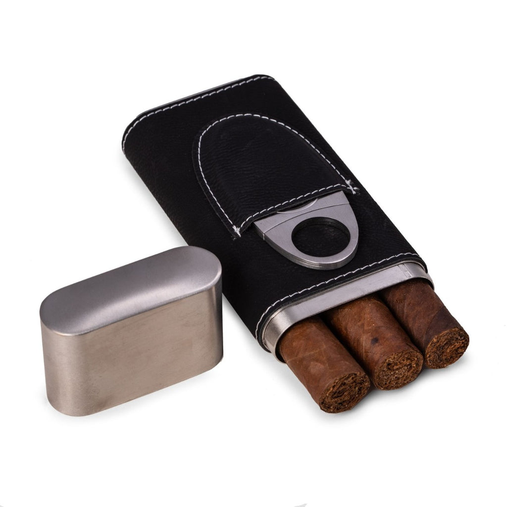 Harrison Black Leather Cigar Case