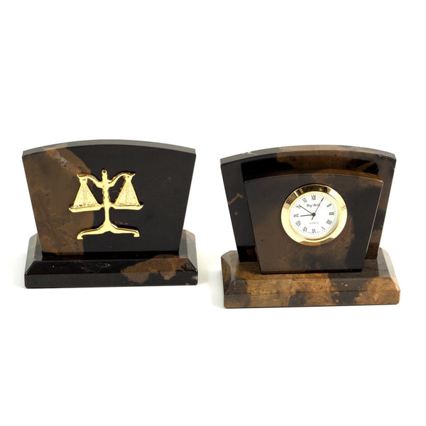 "Themis" Quartz Clock- Tiger Eye