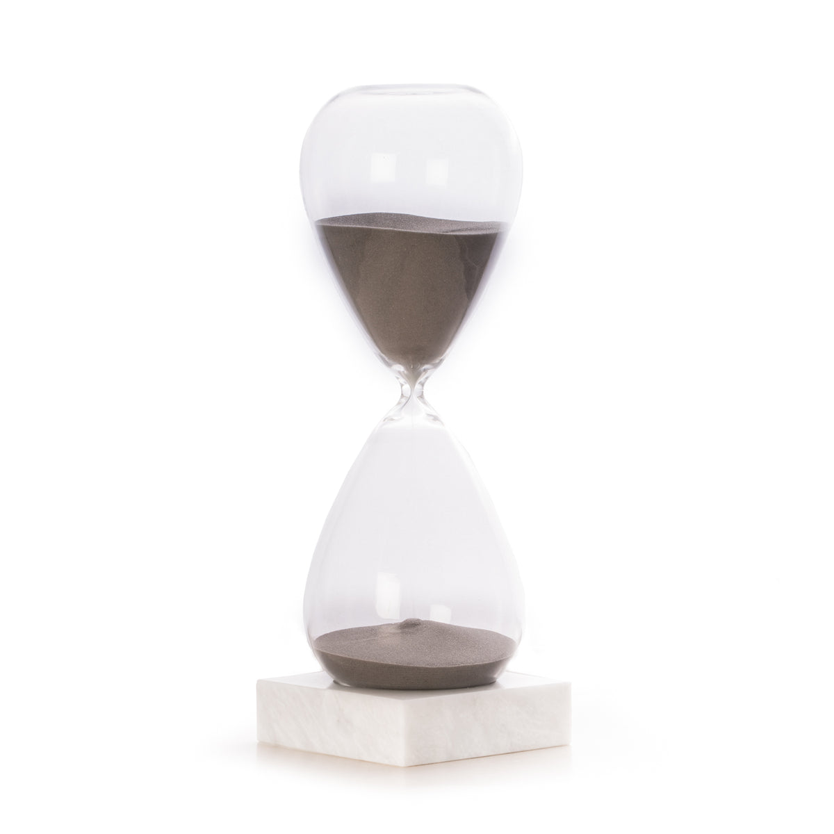 90 Minute Hourglass Sand Timer on Marble Base, Grey Sand