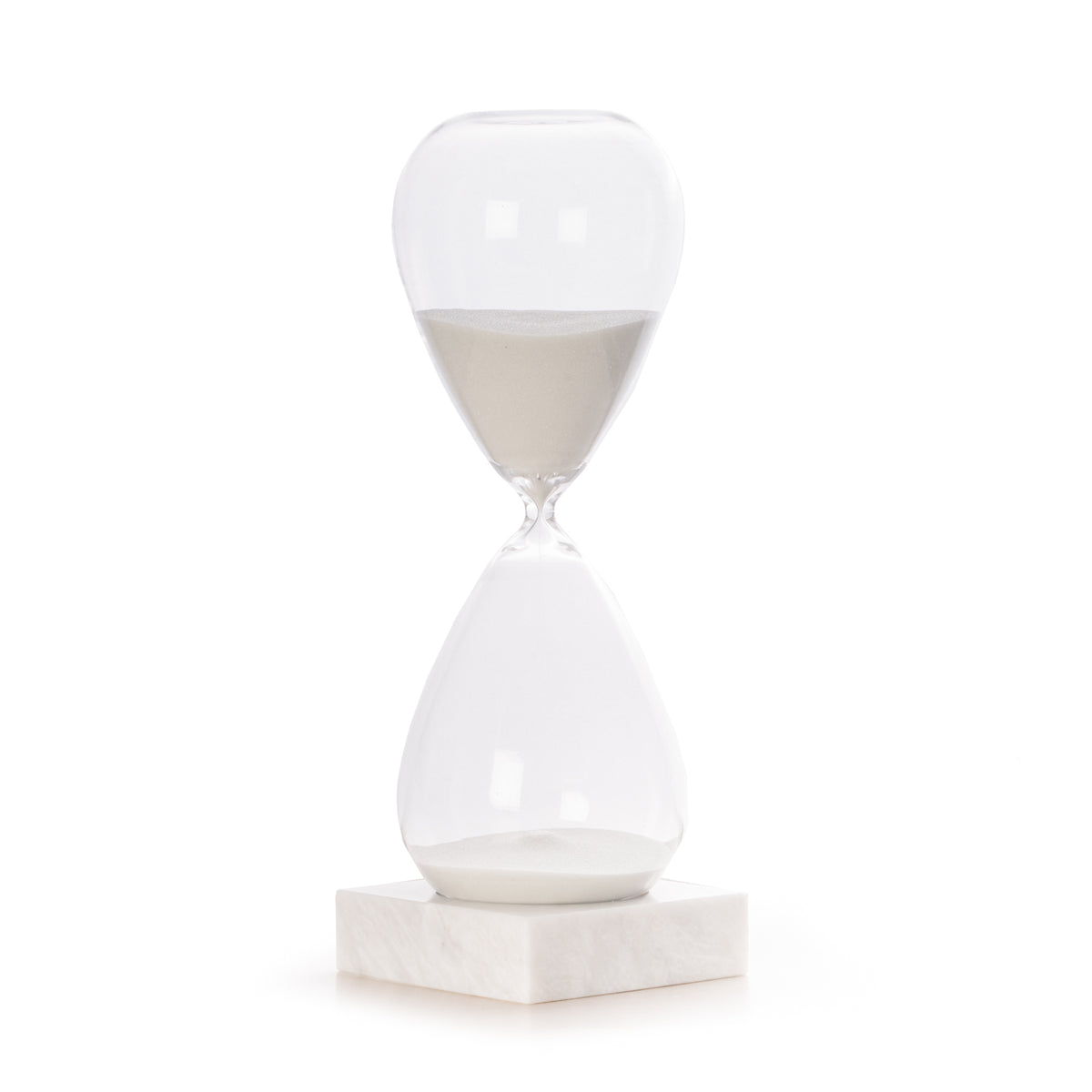 90 Minute Hourglass Sand Timer on Marble Base, White Sand