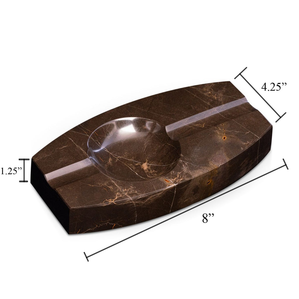 Marble Double Cigar Ashtray, Brown