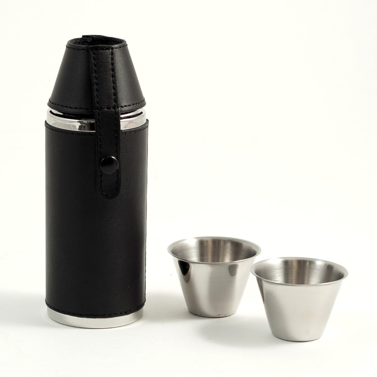 Stainless Steel Tan Leather Cylinder Flask