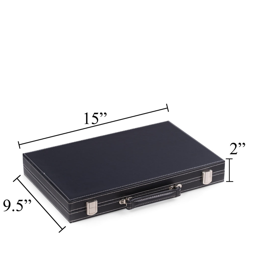 Logan Black Leatherette 15" Backgammon Set