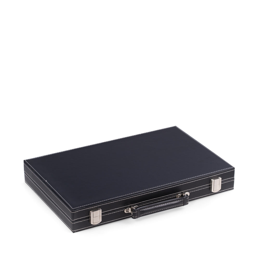 Logan Black Leatherette 15" Backgammon Set