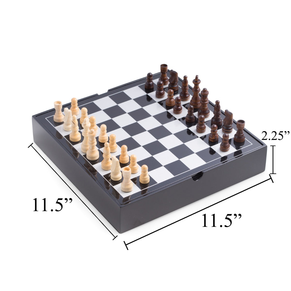 Evan Black Lacquered Wood Multi Game Set
