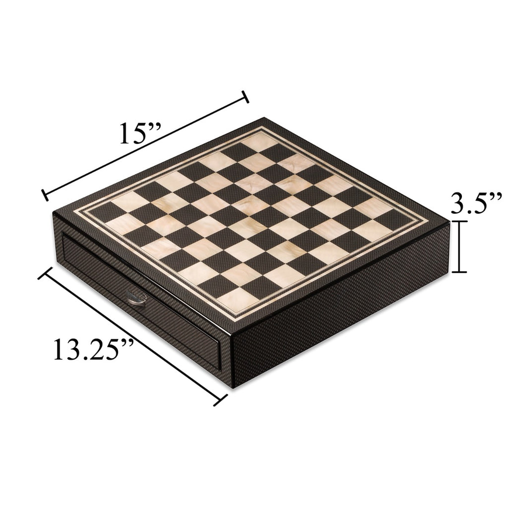 Nolan Carbon Fiber & Mother of Pearl Design Chess Set