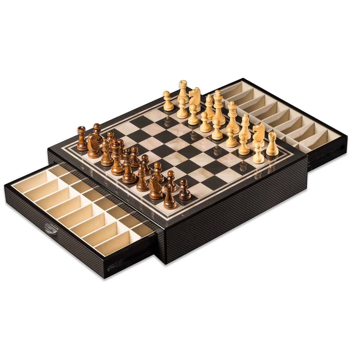 Nolan Carbon Fiber & Mother of Pearl Design Chess Set