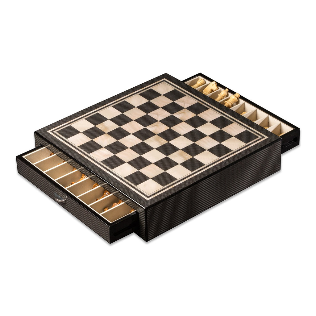 Nolan Carbon Fiber & Mother of Pearl Design Chess Set
