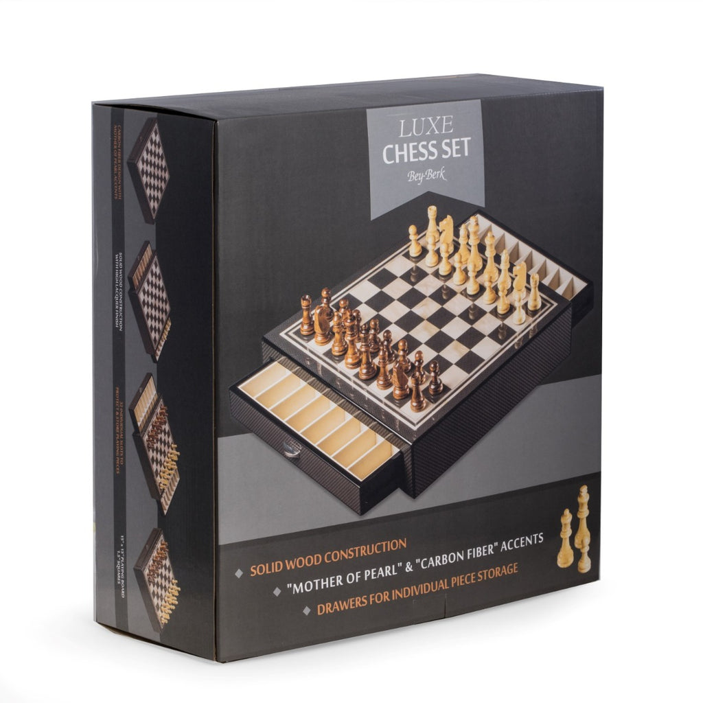 Nolan Carbon Fiber & Mother of Pearl Design Chess Set