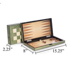 Harrison Green Inlaid  Wood Backgammon & Chess Set