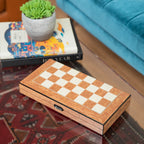 Harrison Brown Inlaid  Wood Backgammon & Chess Set