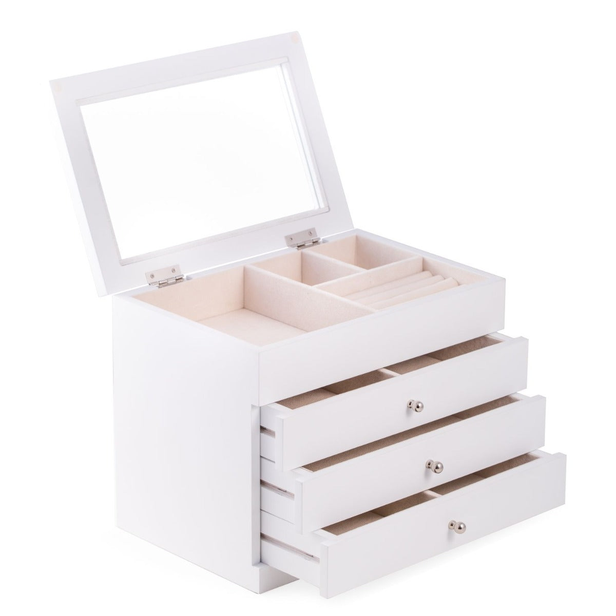 Kelly Multi-Level Jewelry Box, White