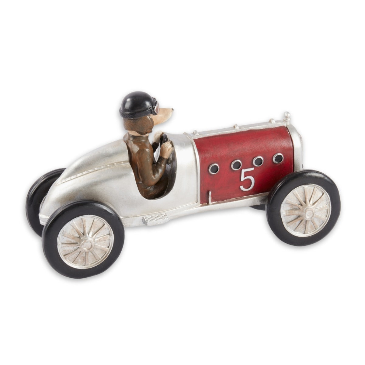 Collectable Resin Dog Driving Race Car