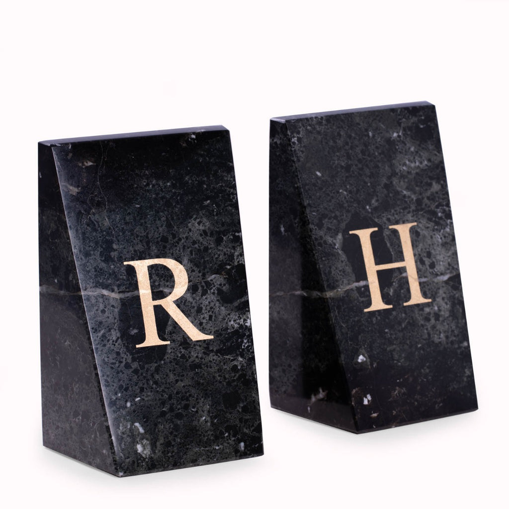 Whitney Marble Bookends, Zebra Black